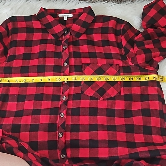 Maurices Red and Black Check Soft Flannel Button Down Shirt - Picture 12 of 12